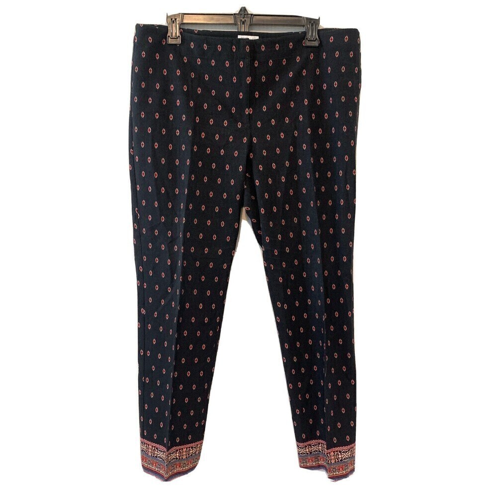J. Jill Womens Plus Size 14 Multicolor Printed Premium Biostretch Straight Pants